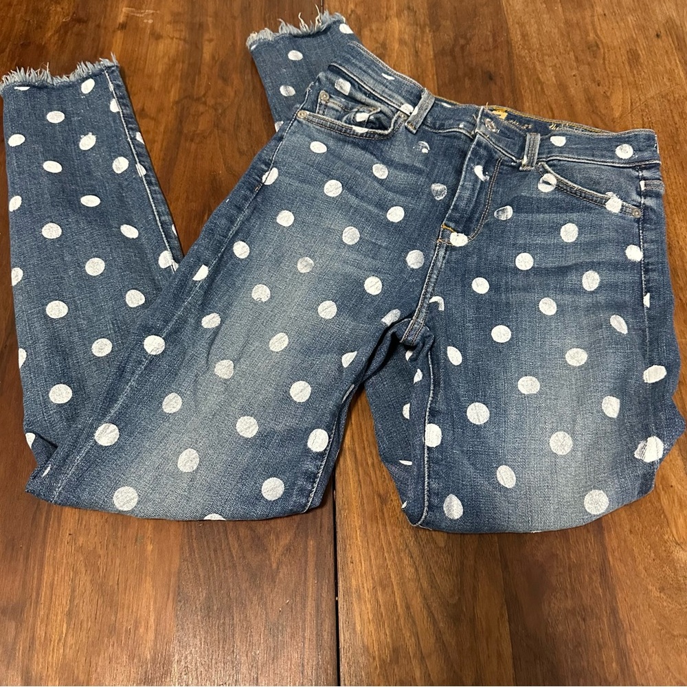 7 for all mankind  high waisted skinny ankle polka dot trendy fun fall